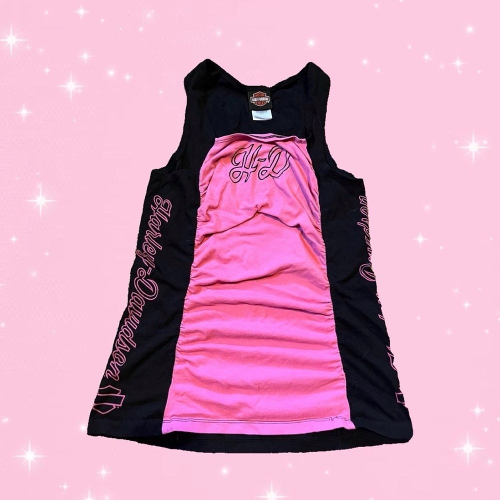 Pink and Black Harley Davidson Tank Top
